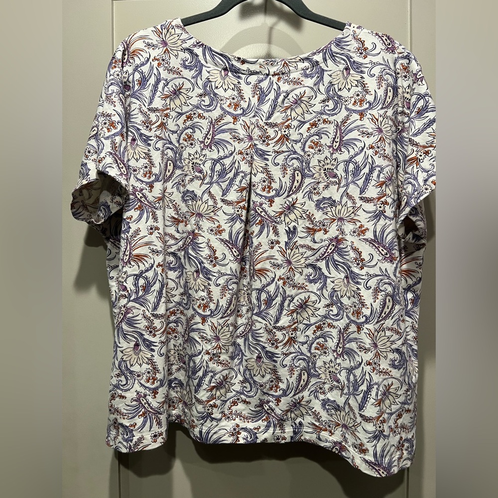 J. Jill Luxe Supima Pleat Back Tee Shirt Floral XL Petite EUC Floral - Picture 4 of 13
